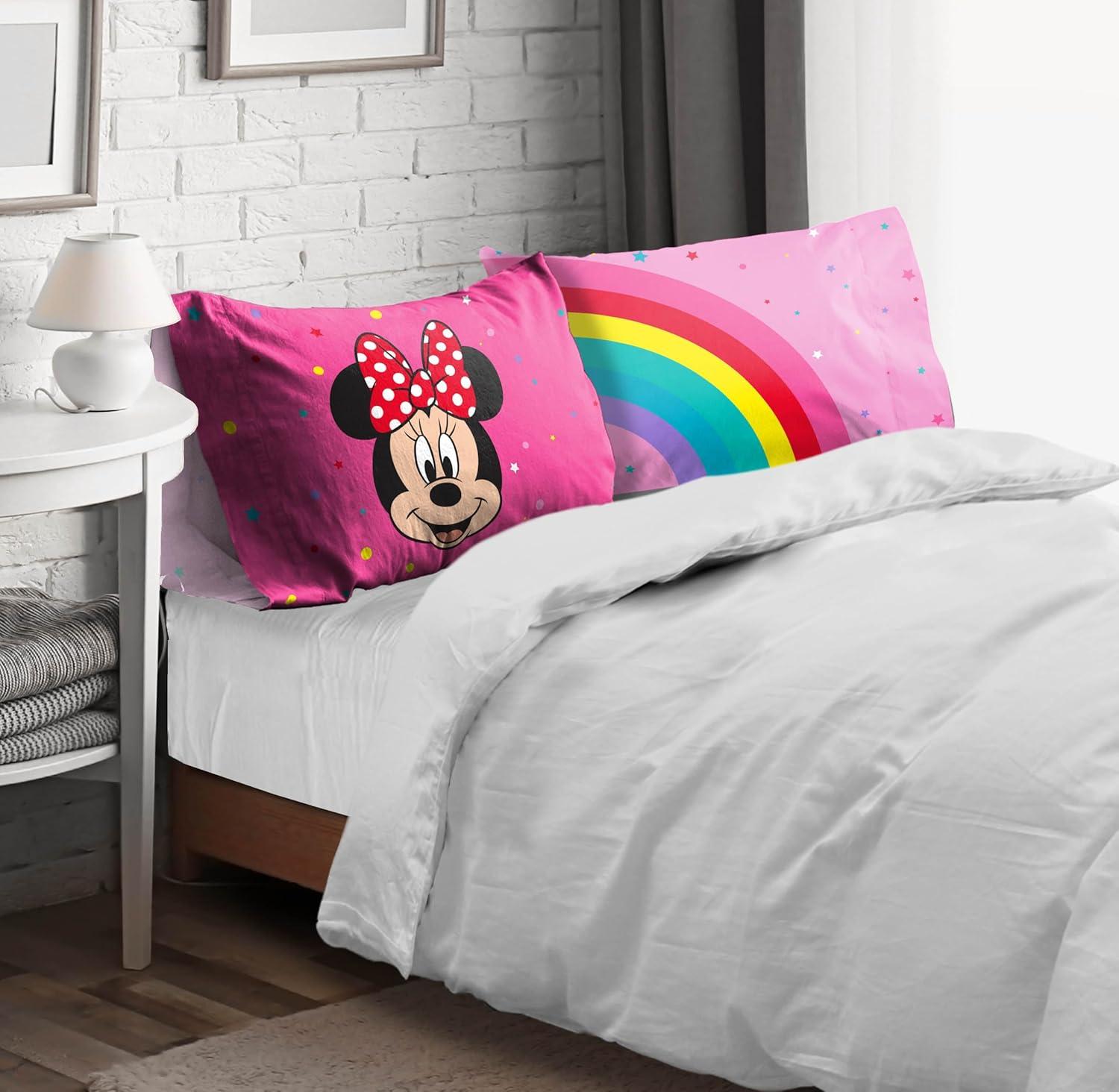 imageSunny Side Up Bluey amp Bingo Pack of 2 Reversible Pillowcases Double Sided Pillow Covers Kids Super Soft BeddingPink Minnie Mouse