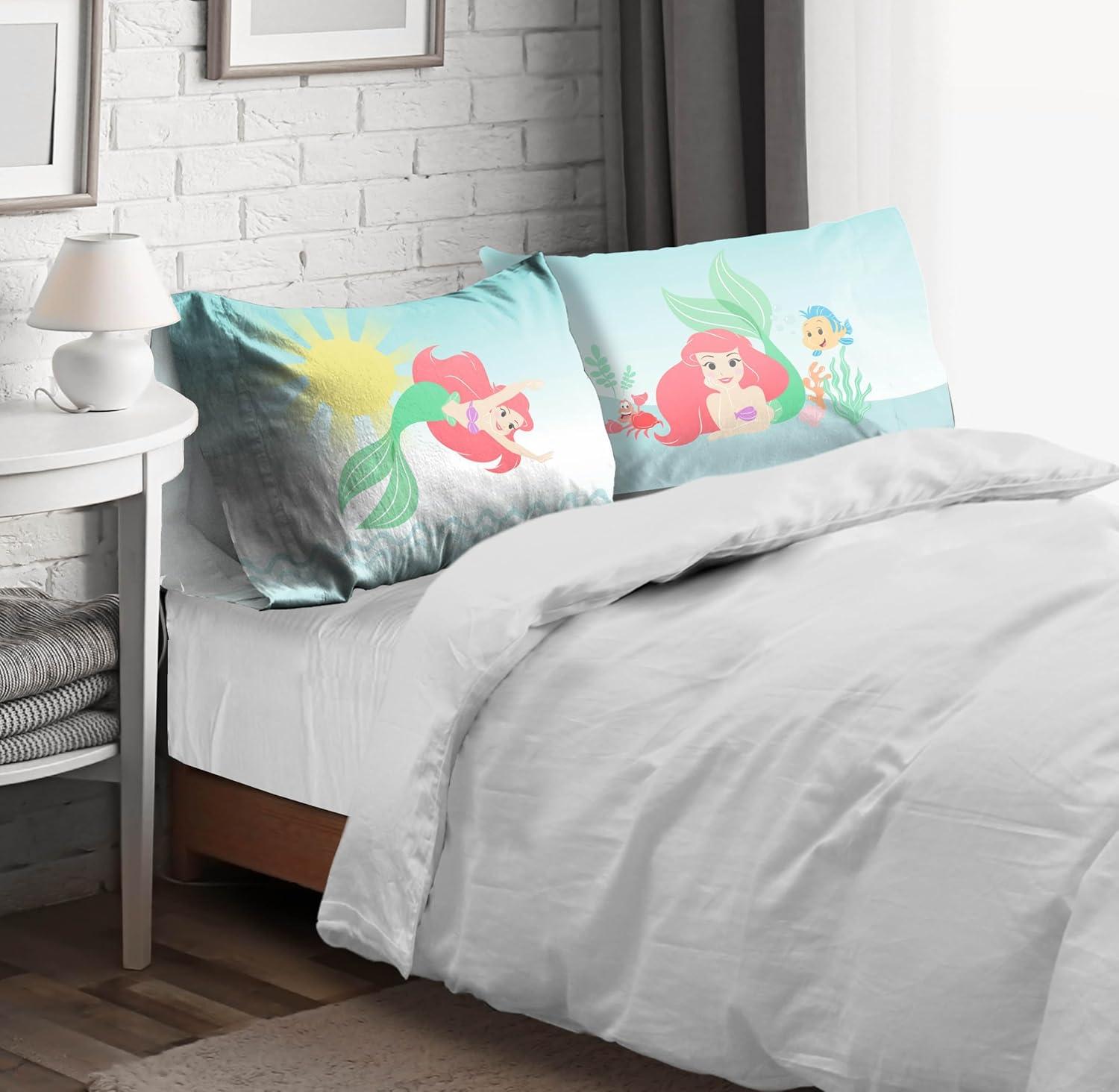 imageSunny Side Up Bluey amp Bingo Pack of 2 Reversible Pillowcases Double Sided Pillow Covers Kids Super Soft BeddingTeal Little Mermaid