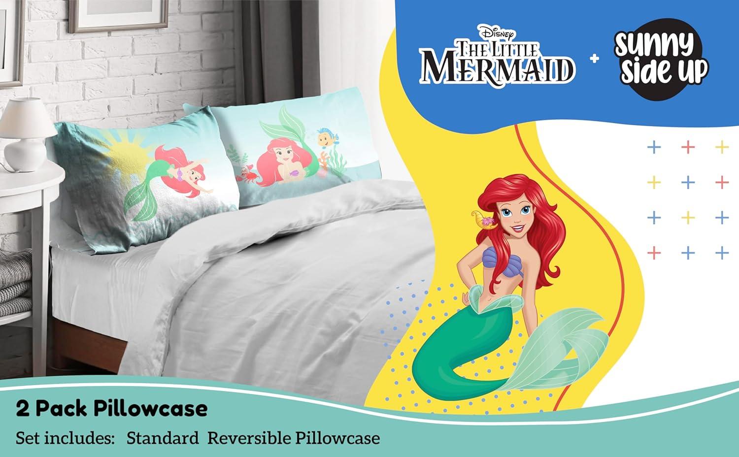 imageSunny Side Up Bluey amp Bingo Pack of 2 Reversible Pillowcases Double Sided Pillow Covers Kids Super Soft BeddingTeal Little Mermaid