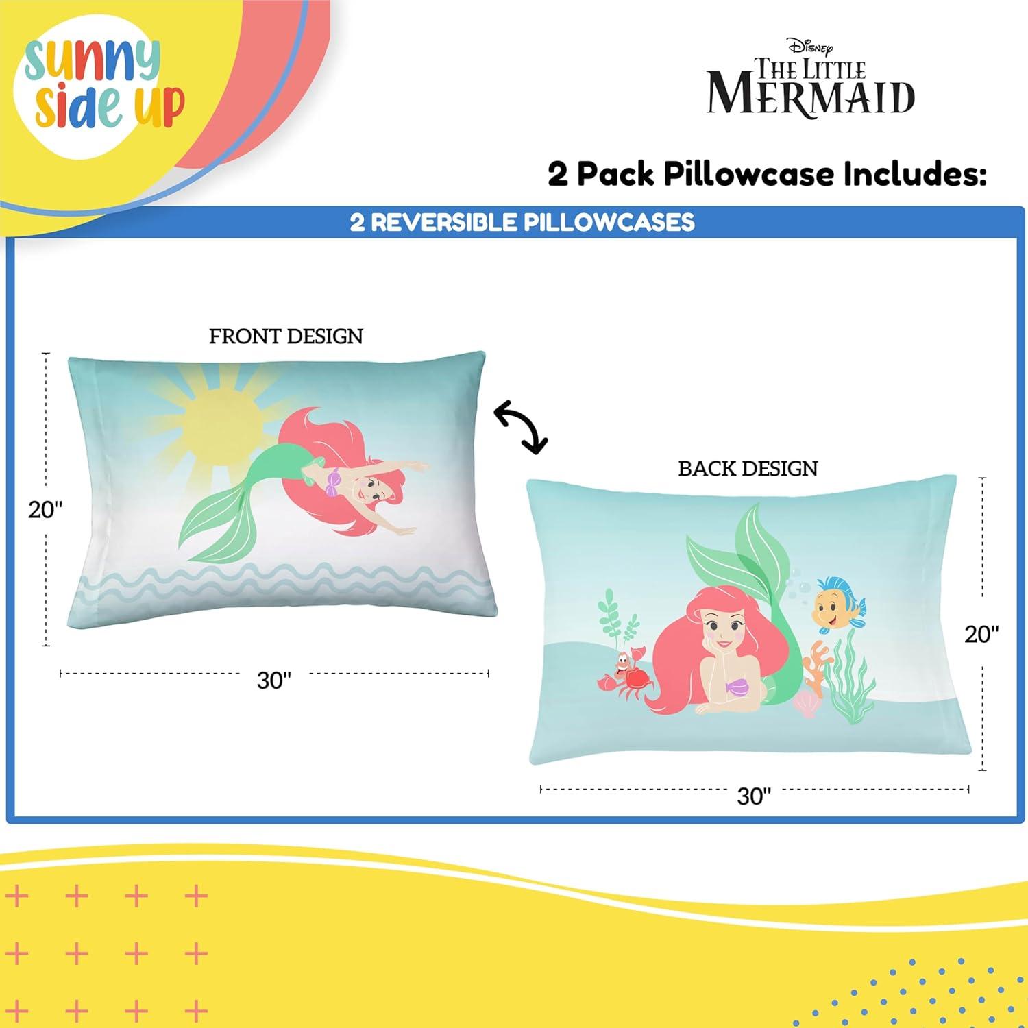 imageSunny Side Up Bluey amp Bingo Pack of 2 Reversible Pillowcases Double Sided Pillow Covers Kids Super Soft BeddingTeal Little Mermaid