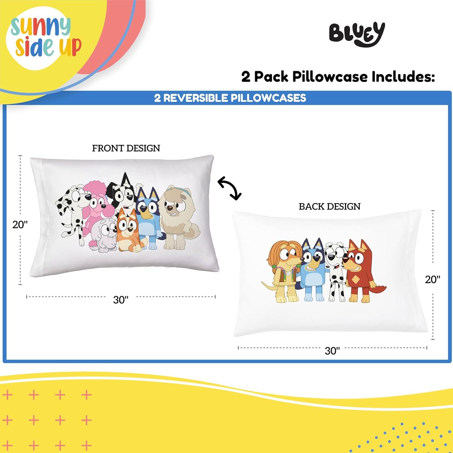 imageSunny Side Up Bluey amp Bingo Pack of 2 Reversible Pillowcases Double Sided Pillow Covers Kids Super Soft BeddingWhite Bluey