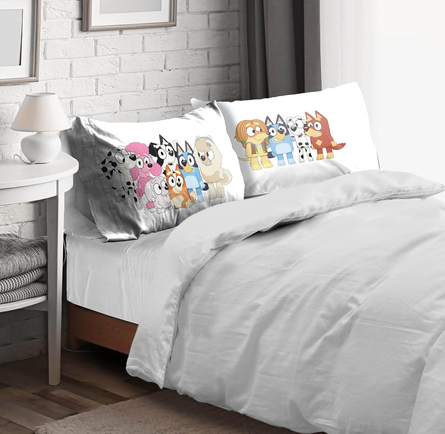 imageSunny Side Up Bluey amp Bingo Pack of 2 Reversible Pillowcases Double Sided Pillow Covers Kids Super Soft BeddingWhite Bluey