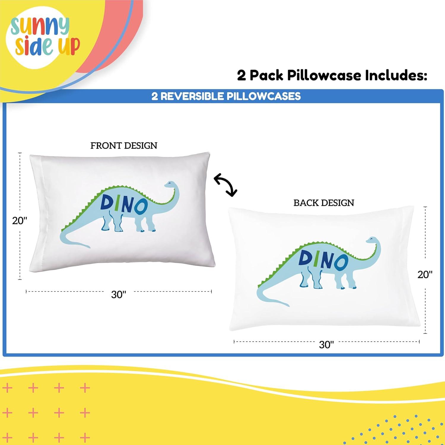 imageSunny Side Up Bluey amp Bingo Pack of 2 Reversible Pillowcases Double Sided Pillow Covers Kids Super Soft BeddingWhite Dino Roar