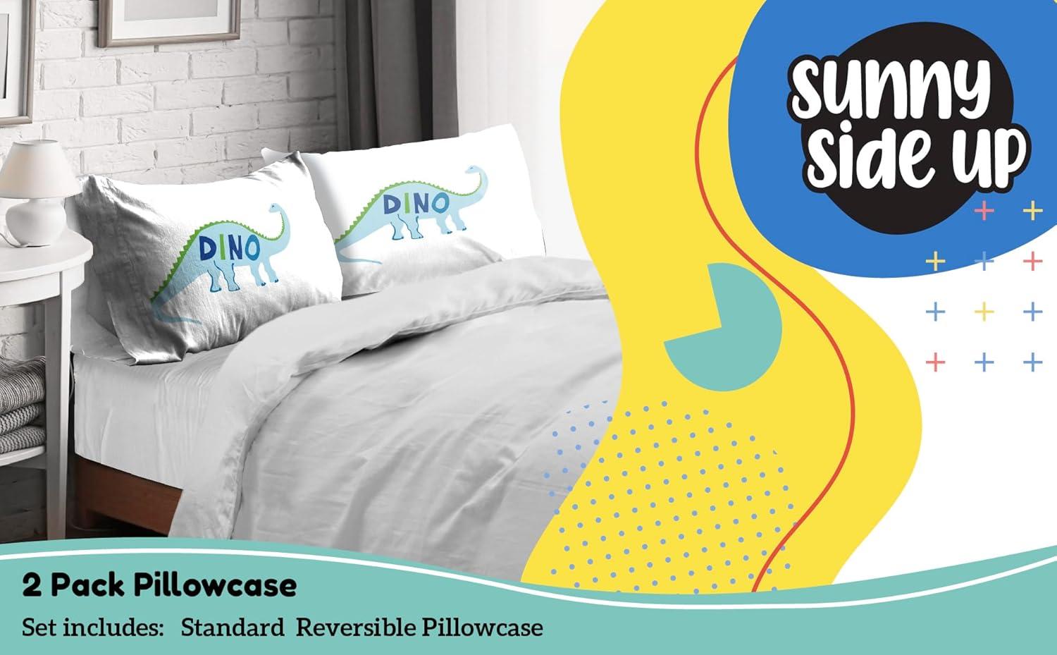 imageSunny Side Up Bluey amp Bingo Pack of 2 Reversible Pillowcases Double Sided Pillow Covers Kids Super Soft BeddingWhite Dino Roar