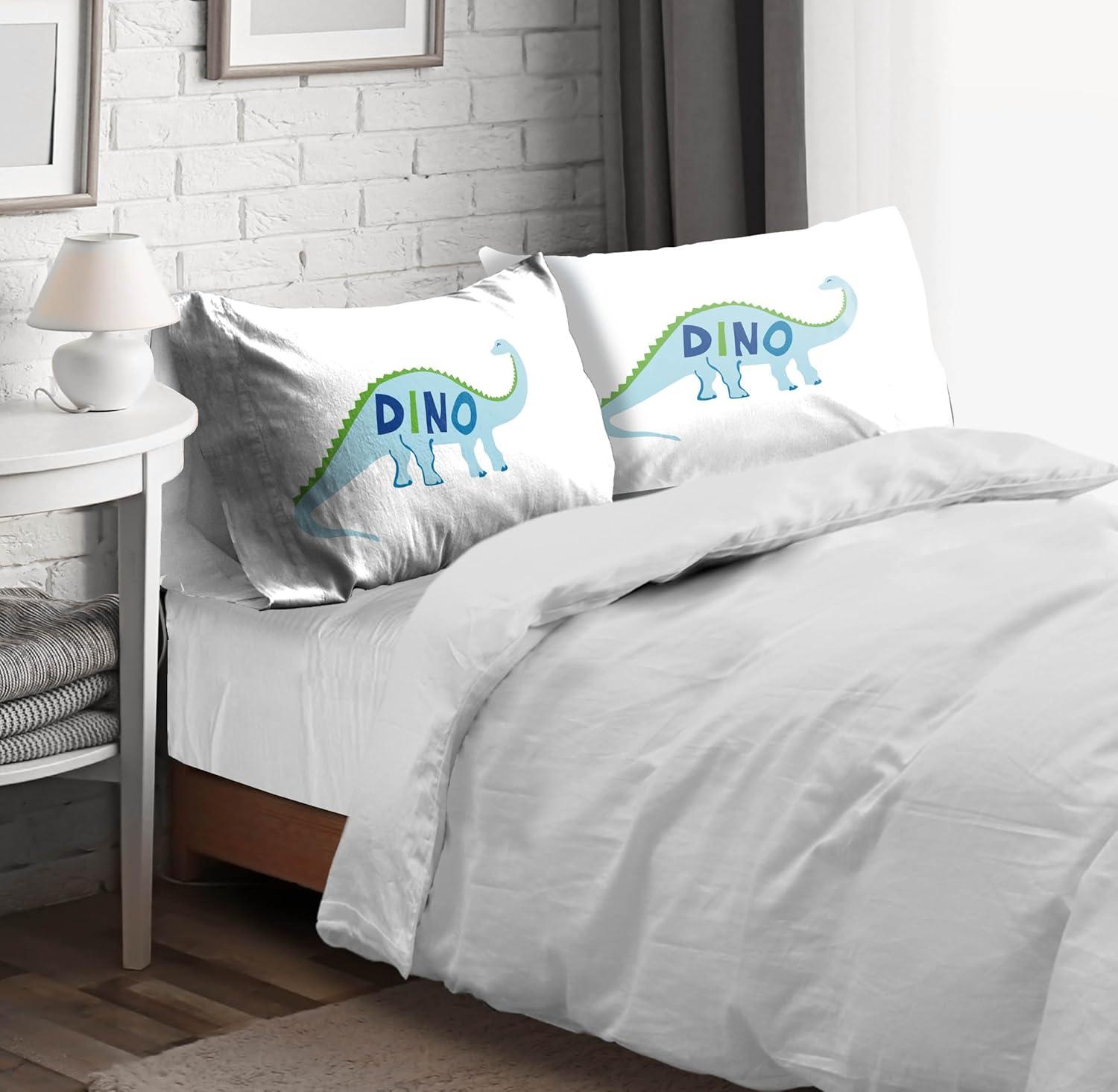 imageSunny Side Up Bluey amp Bingo Pack of 2 Reversible Pillowcases Double Sided Pillow Covers Kids Super Soft BeddingWhite Dino Roar