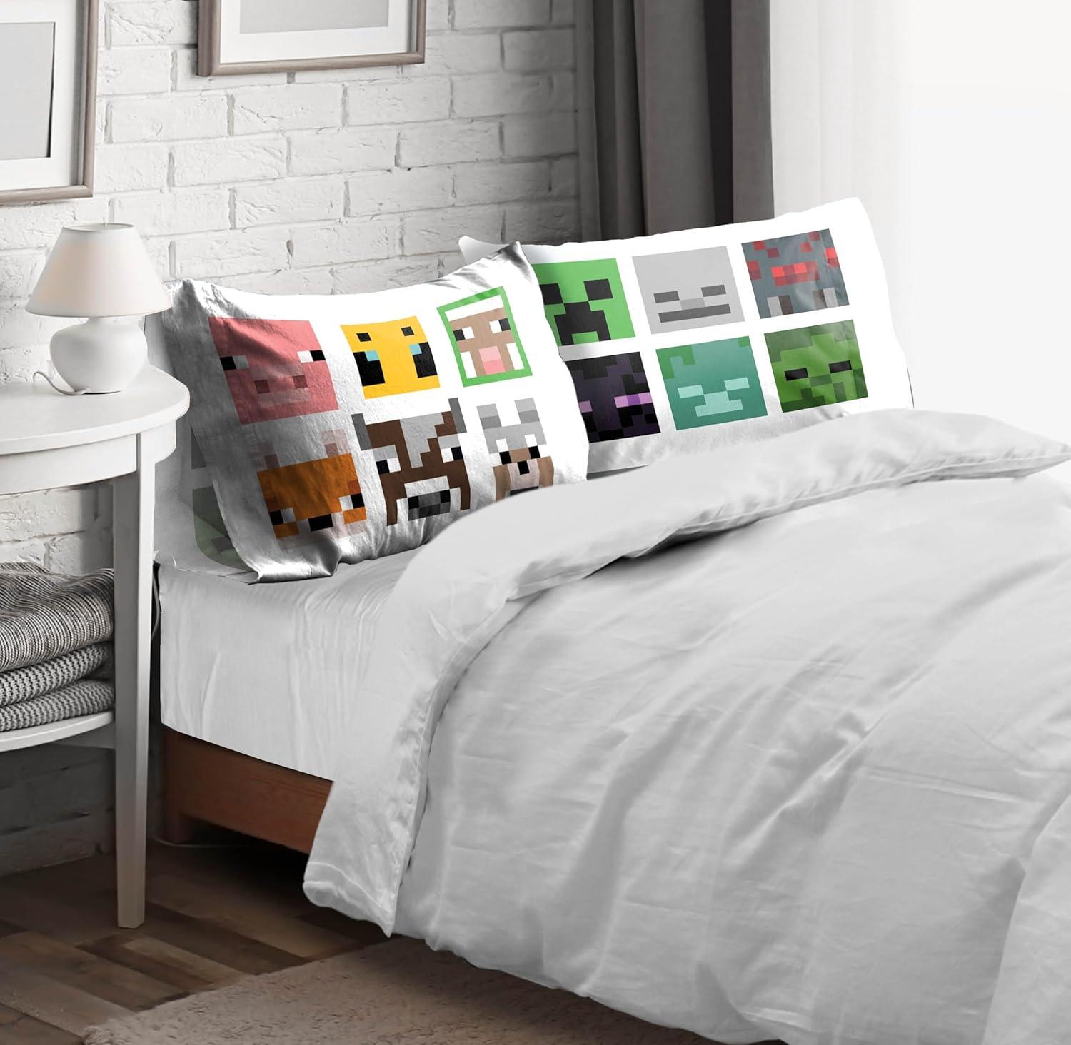 imageSunny Side Up Bluey amp Bingo Pack of 2 Reversible Pillowcases Double Sided Pillow Covers Kids Super Soft BeddingWhite Minecraft