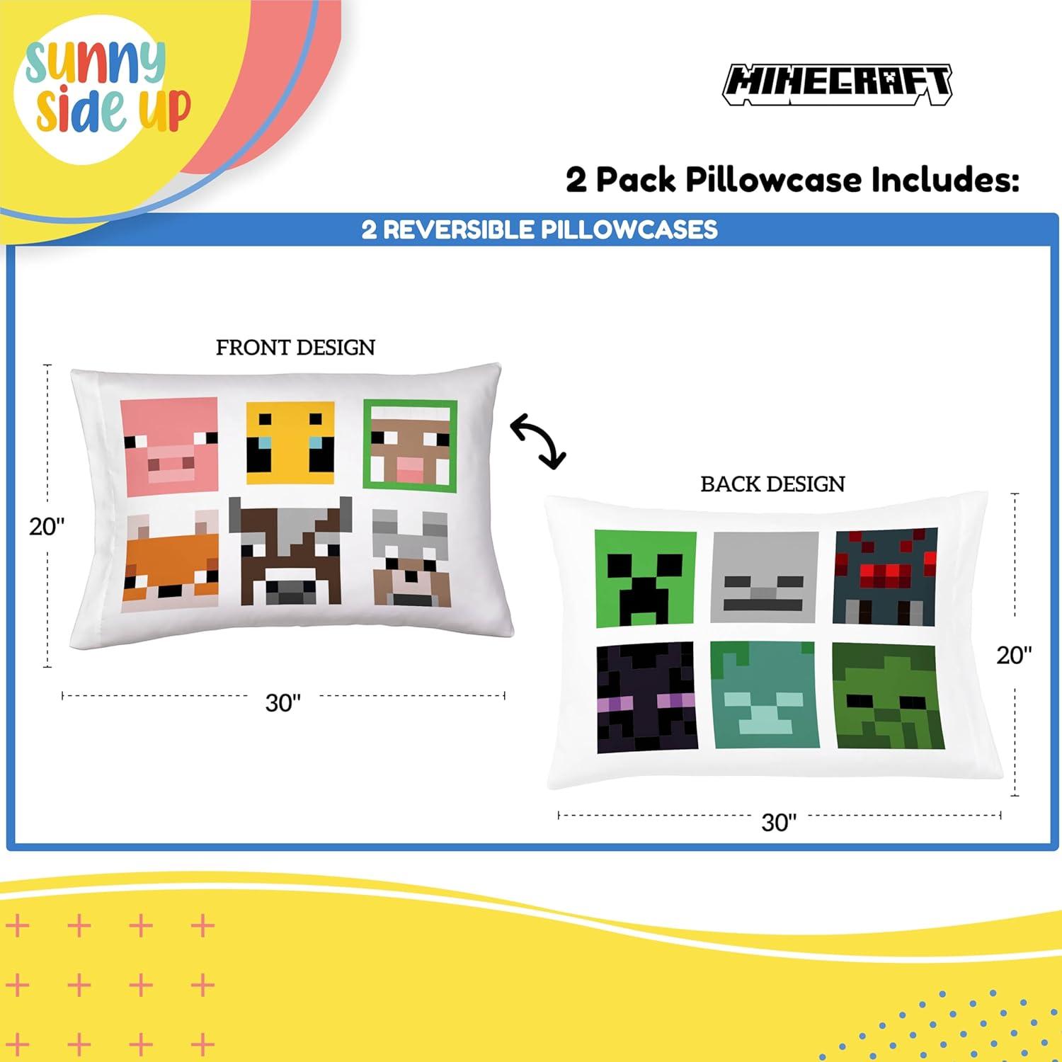 imageSunny Side Up Bluey amp Bingo Pack of 2 Reversible Pillowcases Double Sided Pillow Covers Kids Super Soft BeddingWhite Minecraft