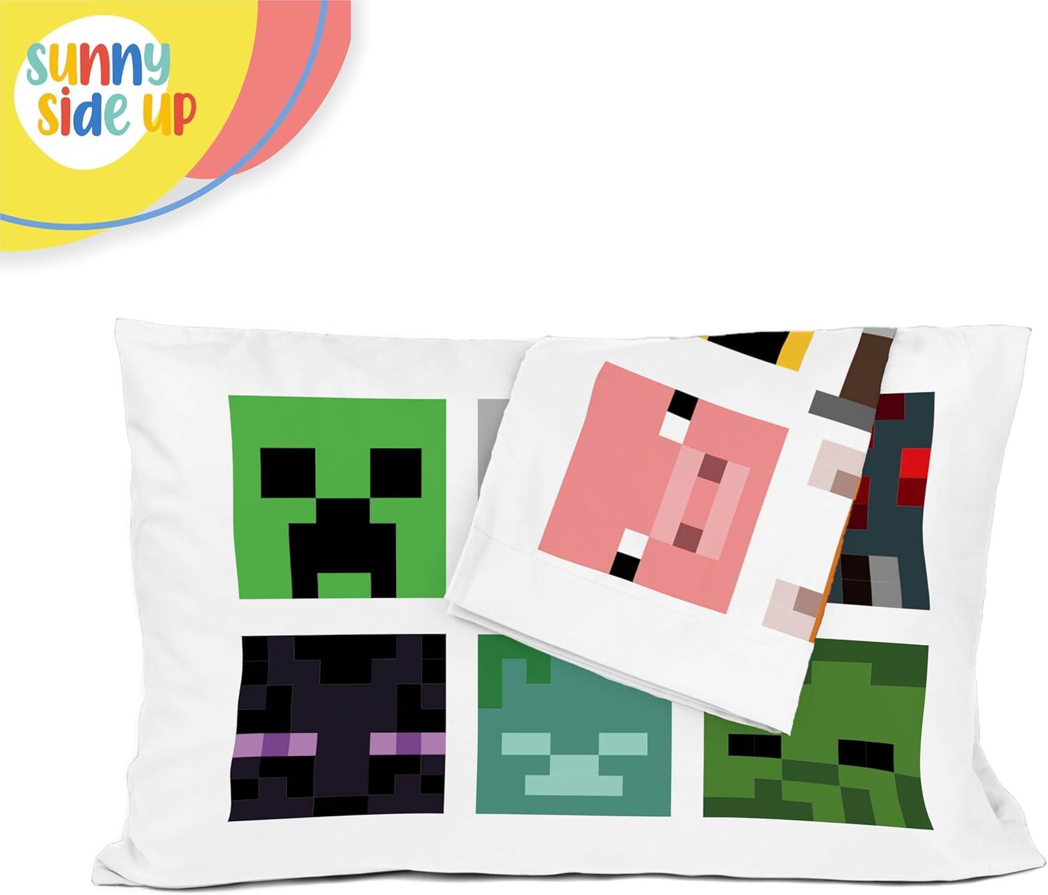 imageSunny Side Up Bluey amp Bingo Pack of 2 Reversible Pillowcases Double Sided Pillow Covers Kids Super Soft BeddingWhite Minecraft