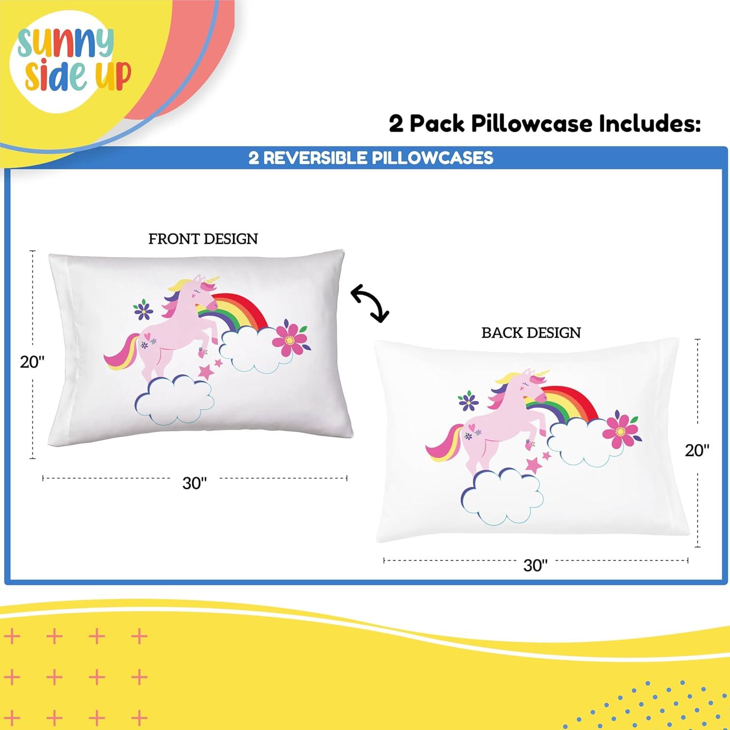 imageSunny Side Up Bluey amp Bingo Pack of 2 Reversible Pillowcases Double Sided Pillow Covers Kids Super Soft BeddingWhite Rainbow Unicorns
