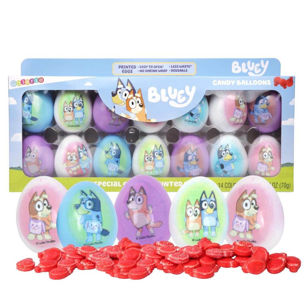 imageGalerie Bluey Themed Plastic Easter Eggs Red Hard Candy Pouches Inside Great for Egg Hunts 247 Ounces