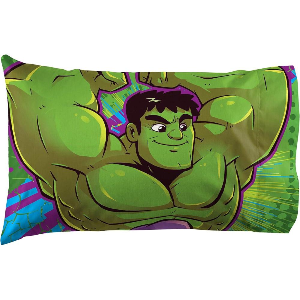 imageJay Franco Bluey Hello 1 Single Reversible Pillowcase DoubleSided Kids Super Soft Bedding Official Bluey ProductGreen Hulk