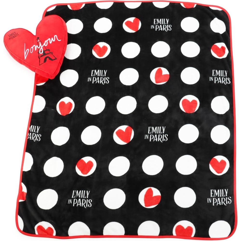 imageJay Franco Bluey amp Bingo Nogginz Set  40 x 50 Inch Lightweight Travel Throw Blanket amp Pillow  Kids Super Soft 2 Piece Bedding SetBlack  Emily in Paris