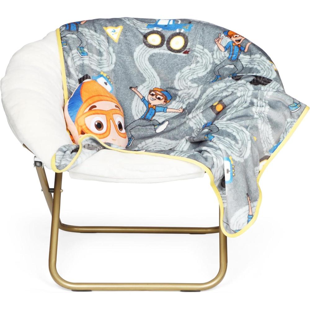 imageJay Franco Bluey amp Bingo Nogginz Set 40 x 50 Inch Lightweight Travel Throw Blanket amp Pillow Kids Super Soft 2 Piece Bedding SetGray Blippi