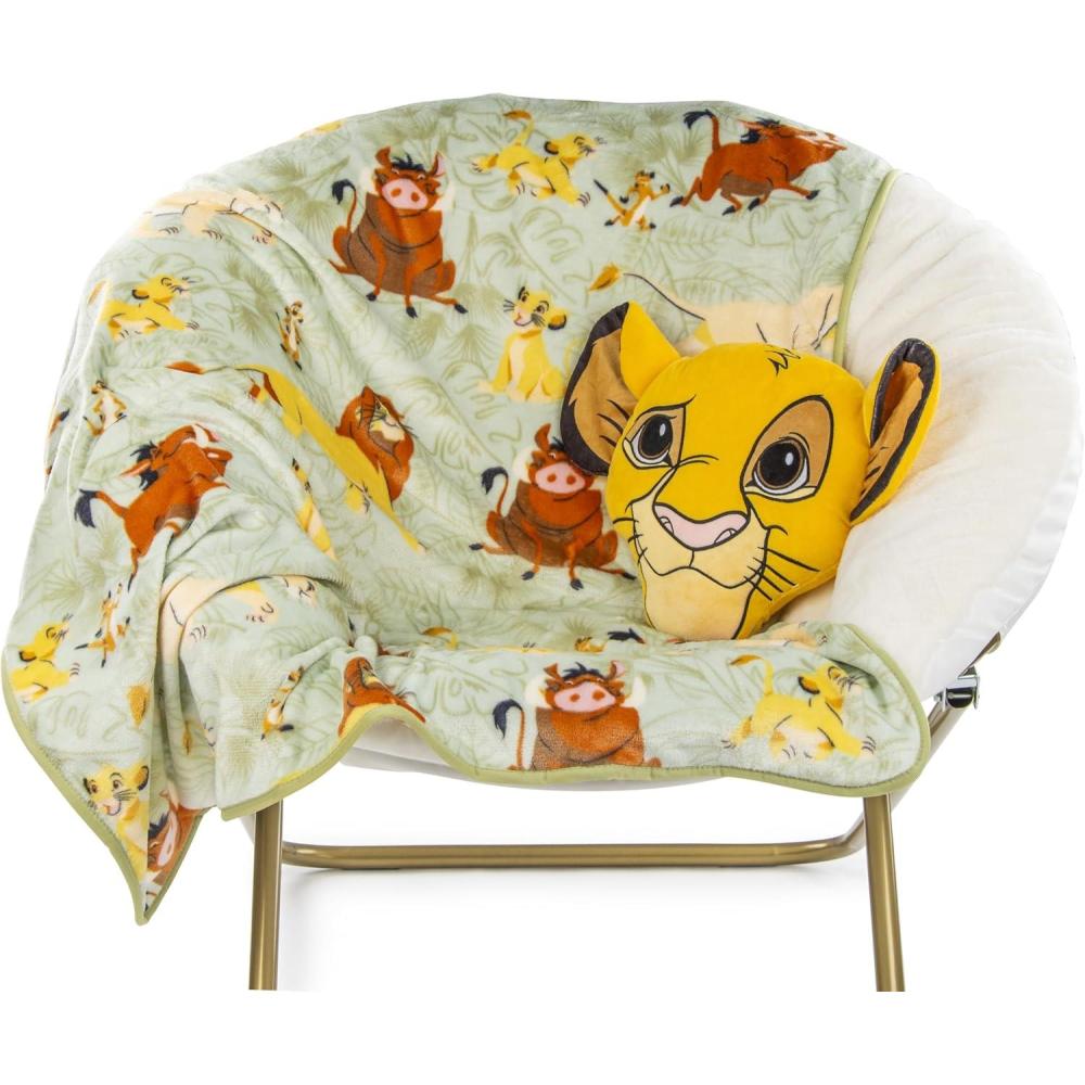 imageJay Franco Bluey amp Bingo Nogginz Set  40 x 50 Inch Lightweight Travel Throw Blanket amp Pillow  Kids Super Soft 2 Piece Bedding SetGreen  Simba