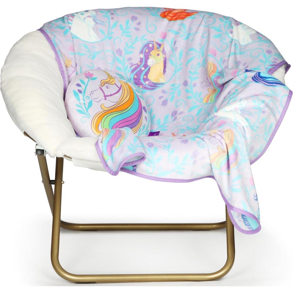 imageJay Franco Bluey amp Bingo Nogginz Set 40 x 50 Inch Lightweight Travel Throw Blanket amp Pillow Kids Super Soft 2 Piece Bedding SetPurple Unicorn Academy