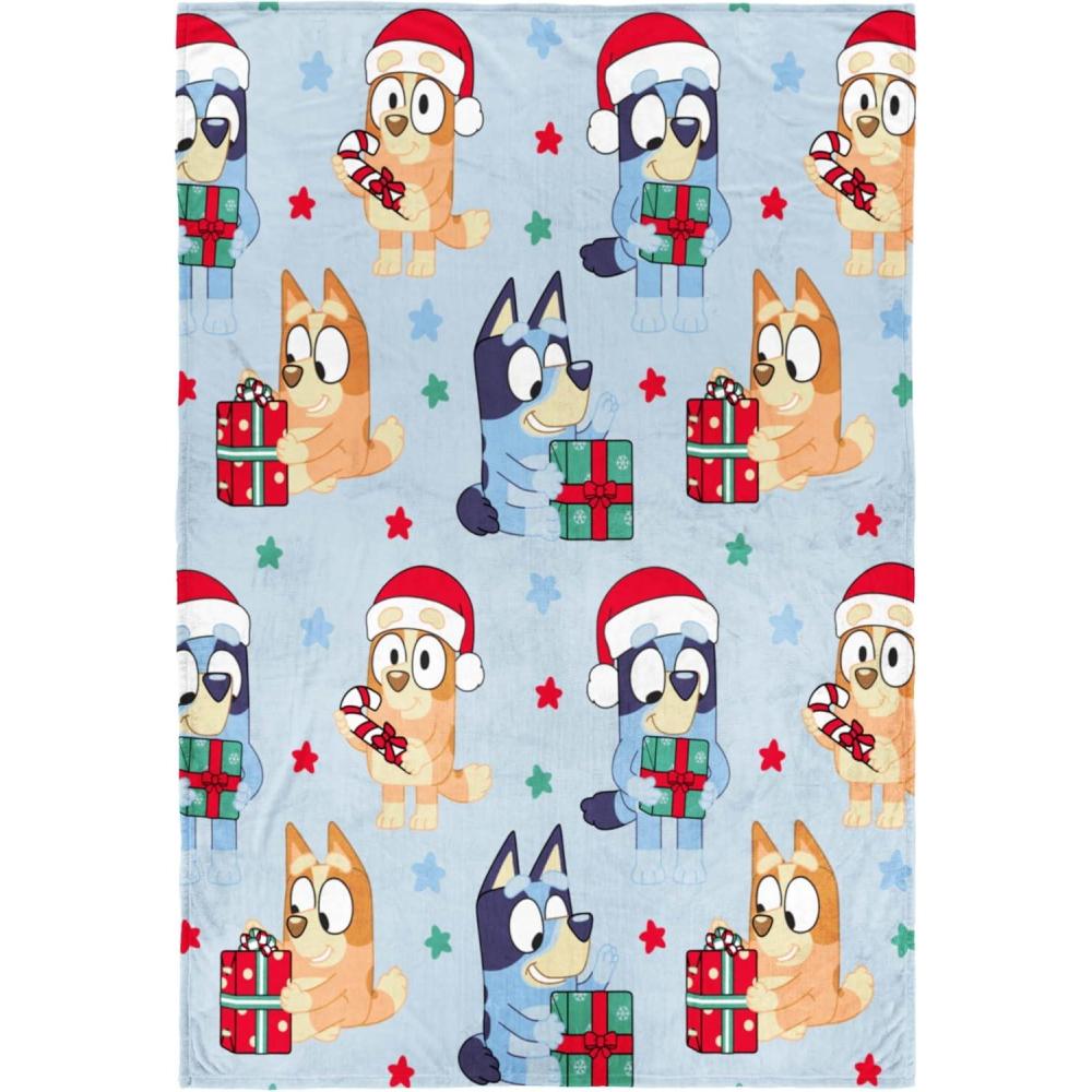 imageJay Franco Kids Christmas Plush Throw Blanket 40 x 50 Inch Soft amp Cozy Fleece Throw for Holiday Bedroom amp Couch Dcor Official Licensed Product Blue BlueyBlue Bluey