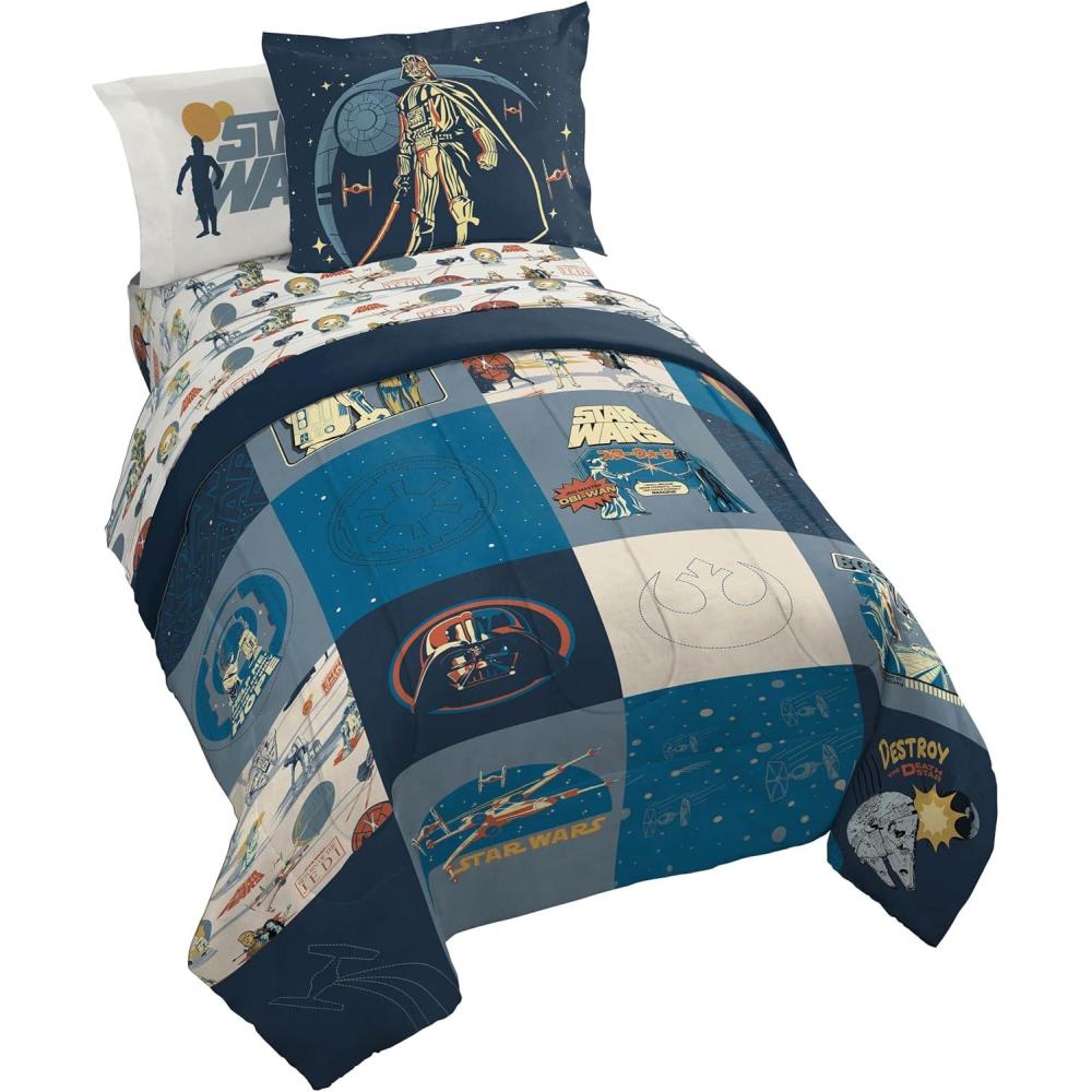 imageJay Franco Kids Comforter Set Includes Sheets and Pillow Covers Soft and Cozy Bed Set for Stylish Room Decor Beige Harry Potter 5 Piece Twin Size BeddingBlue Star Wars 01