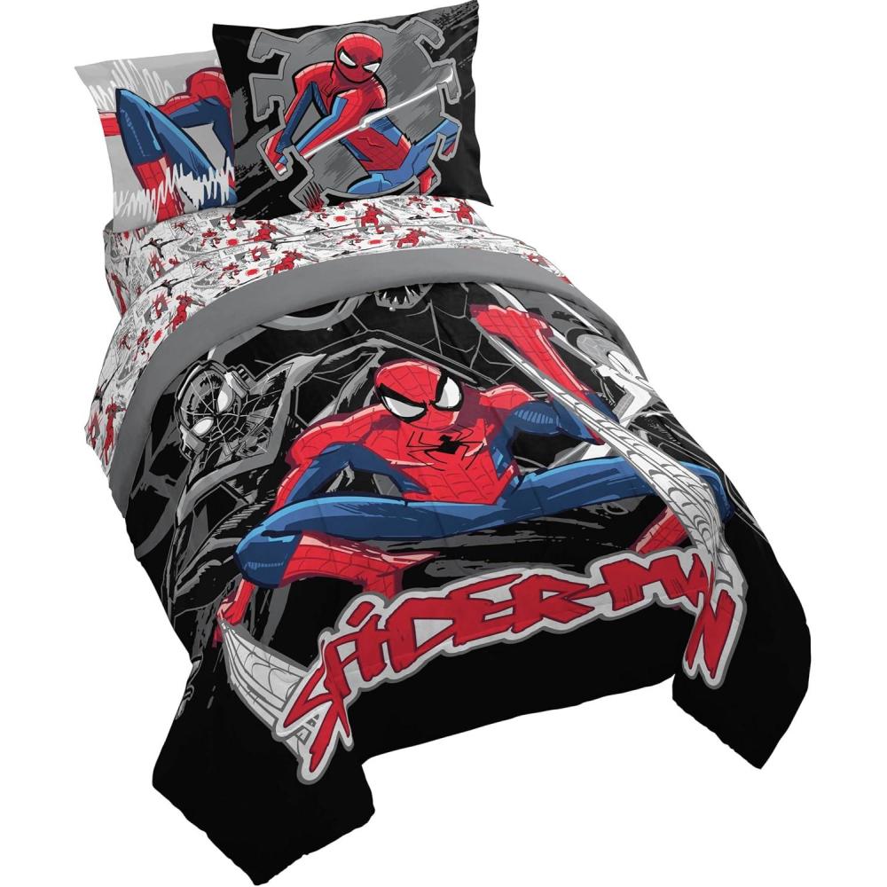 imageJay Franco Kids Comforter Set Includes Sheets and Pillow Covers Soft and Cozy Bed Set for Stylish Room Decor Beige Harry Potter 5 Piece Twin Size BeddingBlack Spiderman
