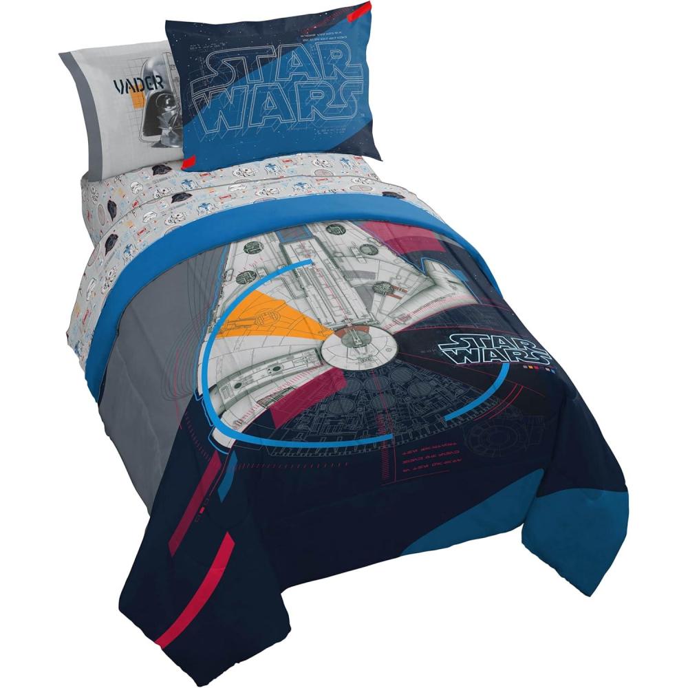 imageJay Franco Kids Comforter Set Includes Sheets and Pillow Covers Soft and Cozy Bed Set for Stylish Room Decor Beige Harry Potter 5 Piece Twin Size BeddingDark Blue Star Wars