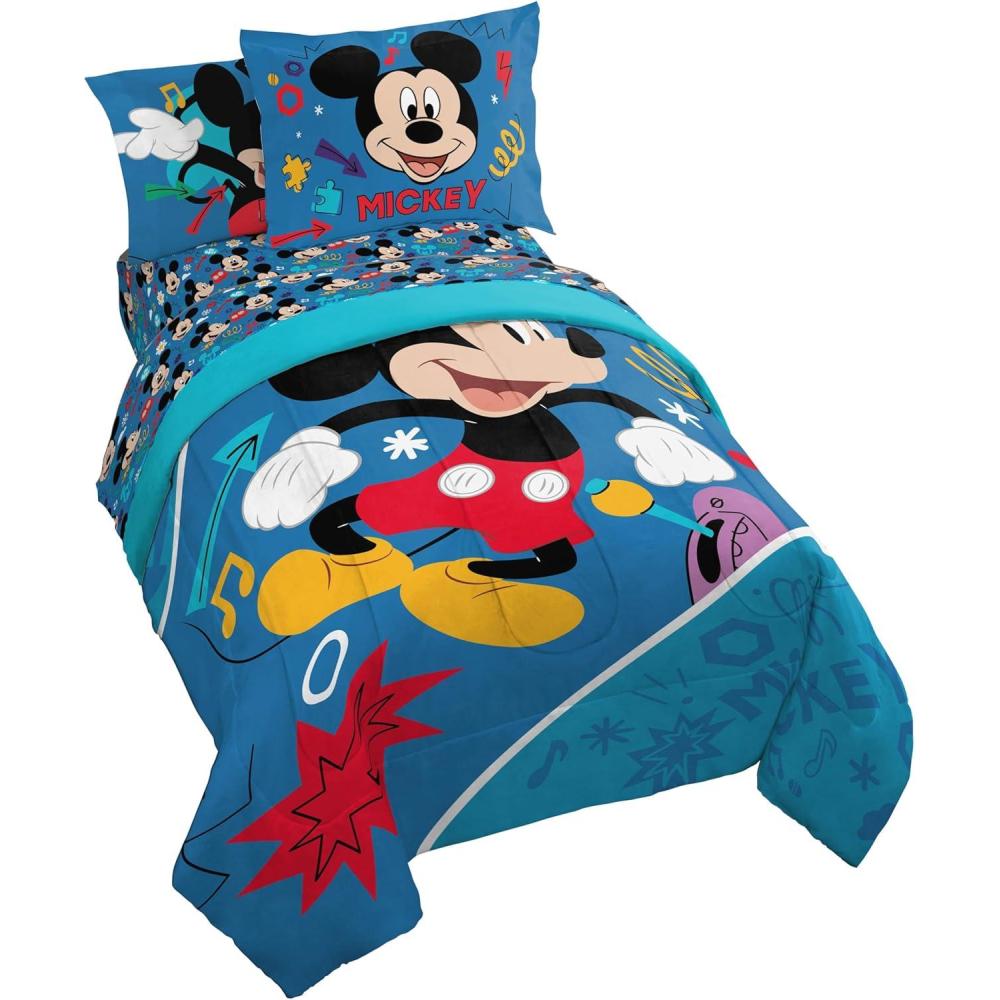 imageJay Franco Kids Comforter Set Includes Sheets and Pillow Covers Soft and Cozy Bed Set for Stylish Room Decor Blue Bluey amp Bingo 5 Piece TwinBlue Mickey Mouse
