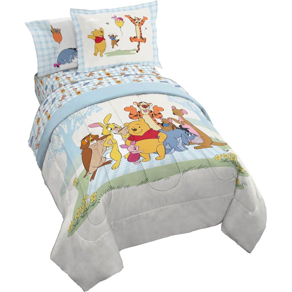 imageJay Franco Kids Comforter Set Includes Sheets and Pillow Covers Soft and Cozy Bed Set for Stylish Room Decor Blue Bluey amp Bingo 5 Piece TwinWhite Winnie the Pooh