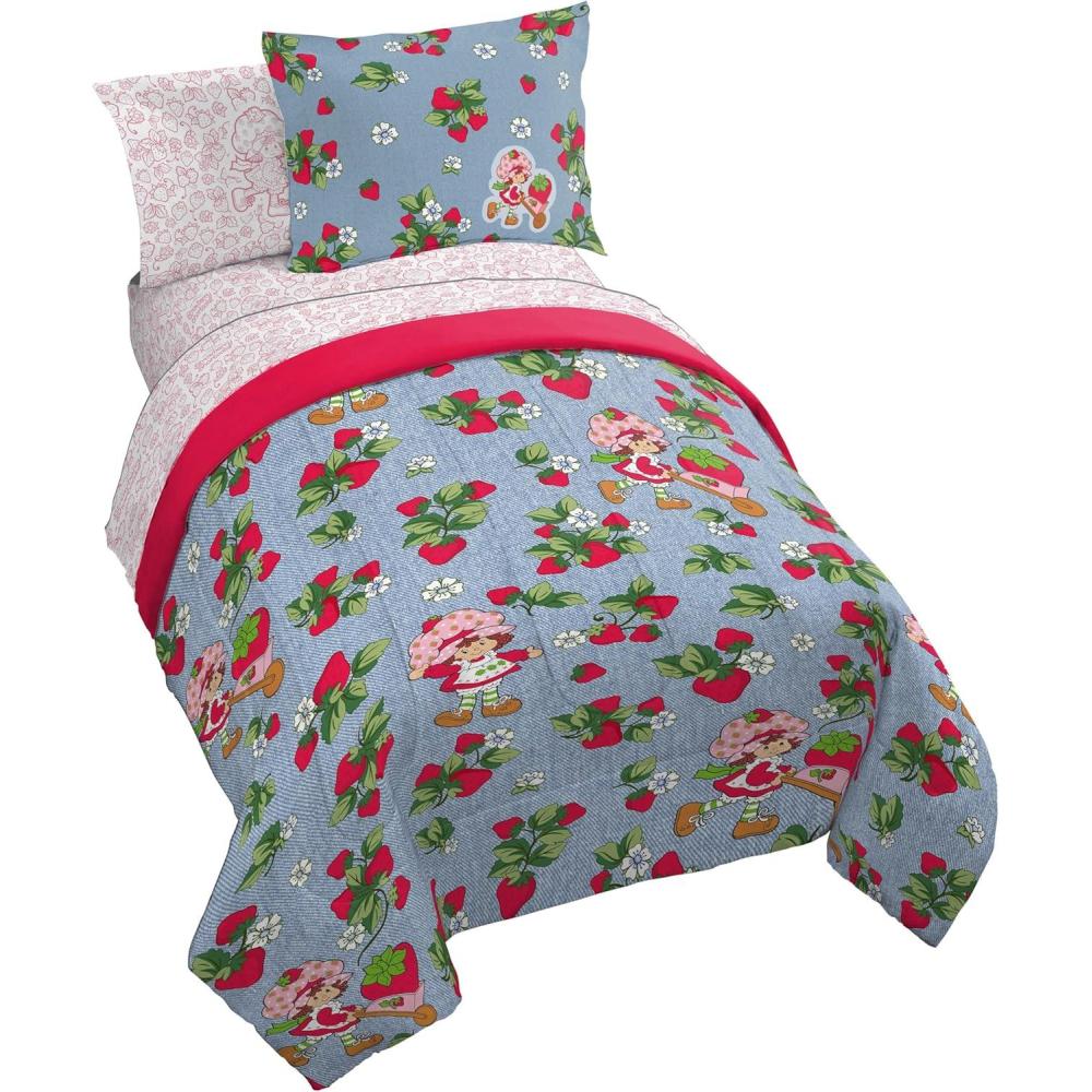 imageJay Franco Kids Comforter Set Includes Sheets and Pillow Covers Soft and Cozy Bed Set for Stylish Room Decor Blue Bluey amp Bingo 7 Piece QueenBlue Strawberry Shortcake