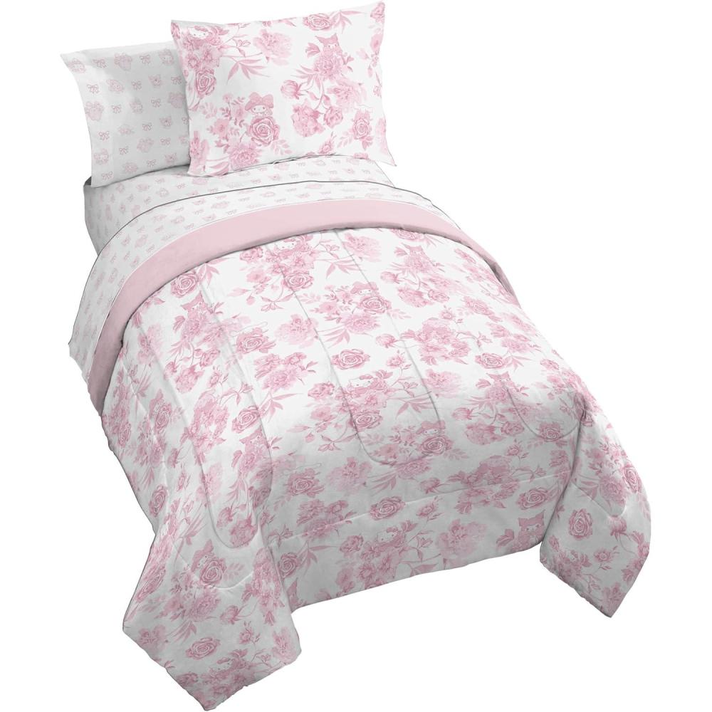 imageJay Franco Kids Comforter Set Includes Sheets and Pillow Covers Soft and Cozy Bed Set for Stylish Room Decor Blue Bluey amp Bingo 7 Piece QueenMulti Hello Kitty