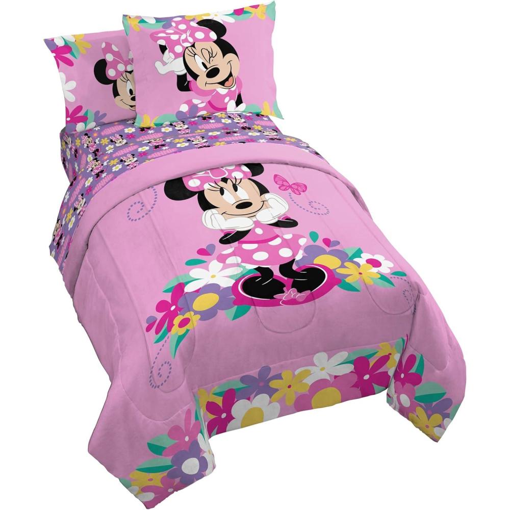 imageJay Franco Kids Comforter Set Includes Sheets and Pillow Covers Soft and Cozy Bed Set for Stylish Room Decor Blue Bluey amp Bingo 7 Piece QueenPink Minnie Mouse 02