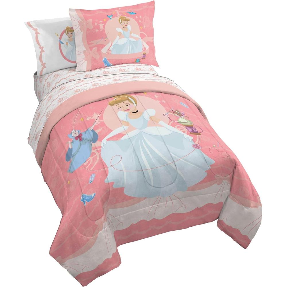 imageJay Franco Kids Comforter Set Includes Sheets and Pillow Covers  Soft and Cozy Bed Set for Stylish Room Decor Blue  Bluey amp Bingo 7 Piece QueenPink  Princess Cinderella