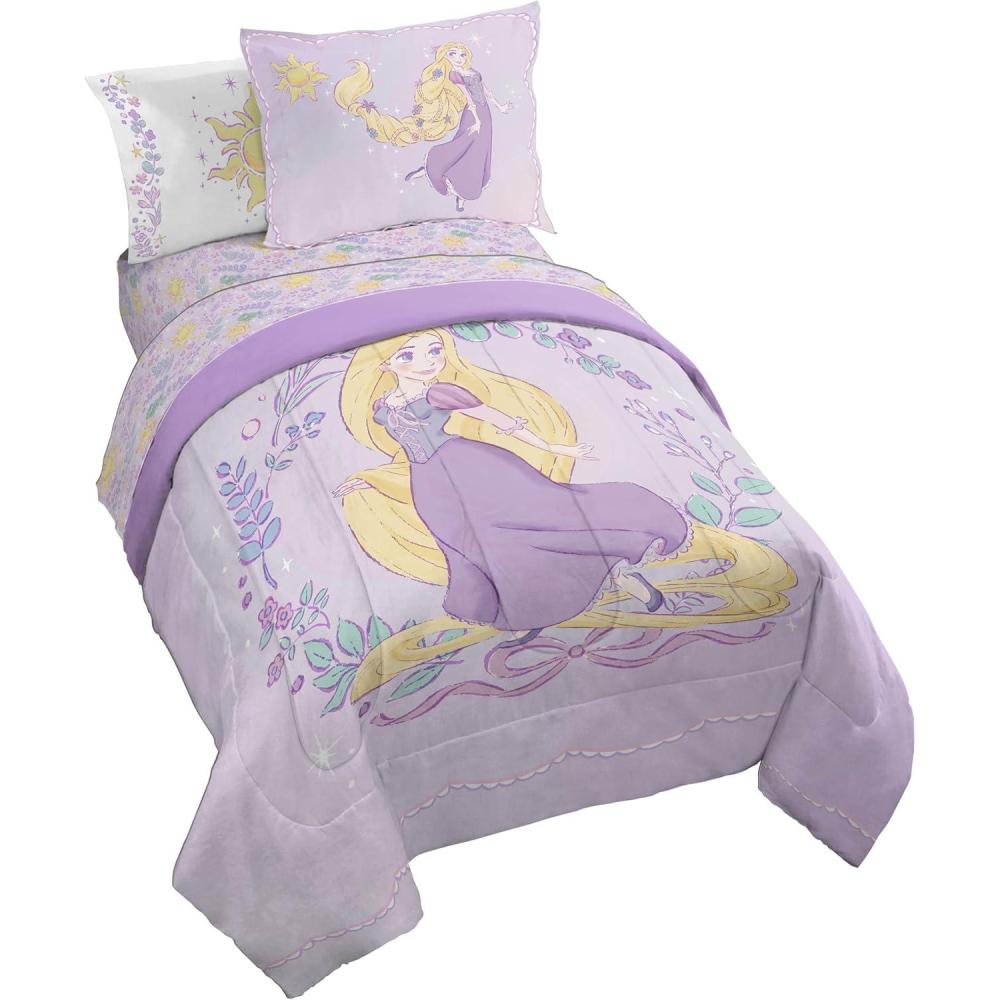 imageJay Franco Kids Comforter Set Includes Sheets and Pillow Covers Soft and Cozy Bed Set for Stylish Room Decor Blue Bluey amp Bingo 7 Piece QueenPurple Disney Princess Rapunzel