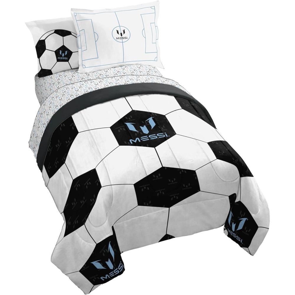 imageJay Franco Kids Comforter Set Includes Sheets and Pillow Covers Soft and Cozy Bed Set for Stylish Room Decor Blue Bluey amp Bingo 7 Piece QueenWhite Messi