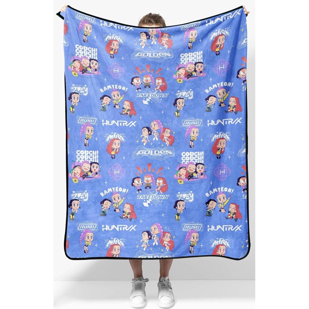 imageJay Franco Kids Plush Throw Blanket  Soft amp Comfy Throw for Couch or Bed  Cozy Home Dcor for Living Room amp Bedroom Pink  Bluey 40x50  Travel BlanketPurple  Kpop Demon Hunters