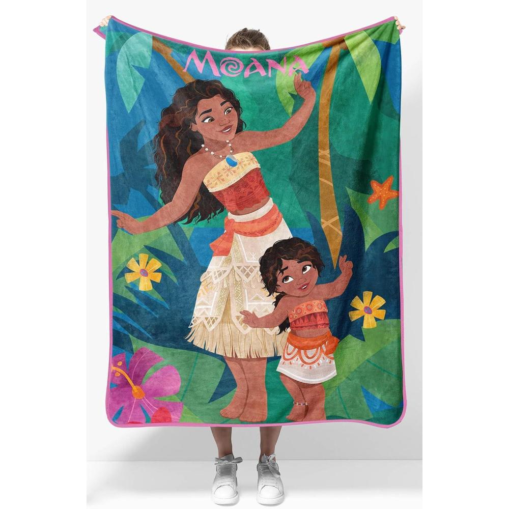 imageJay Franco Kids Plush Throw Blanket Soft amp Comfy Throw for Couch or Bed Cozy Home Dcor for Living Room amp Bedroom Pink Bluey 40x50 Travel BlanketMulti Moana