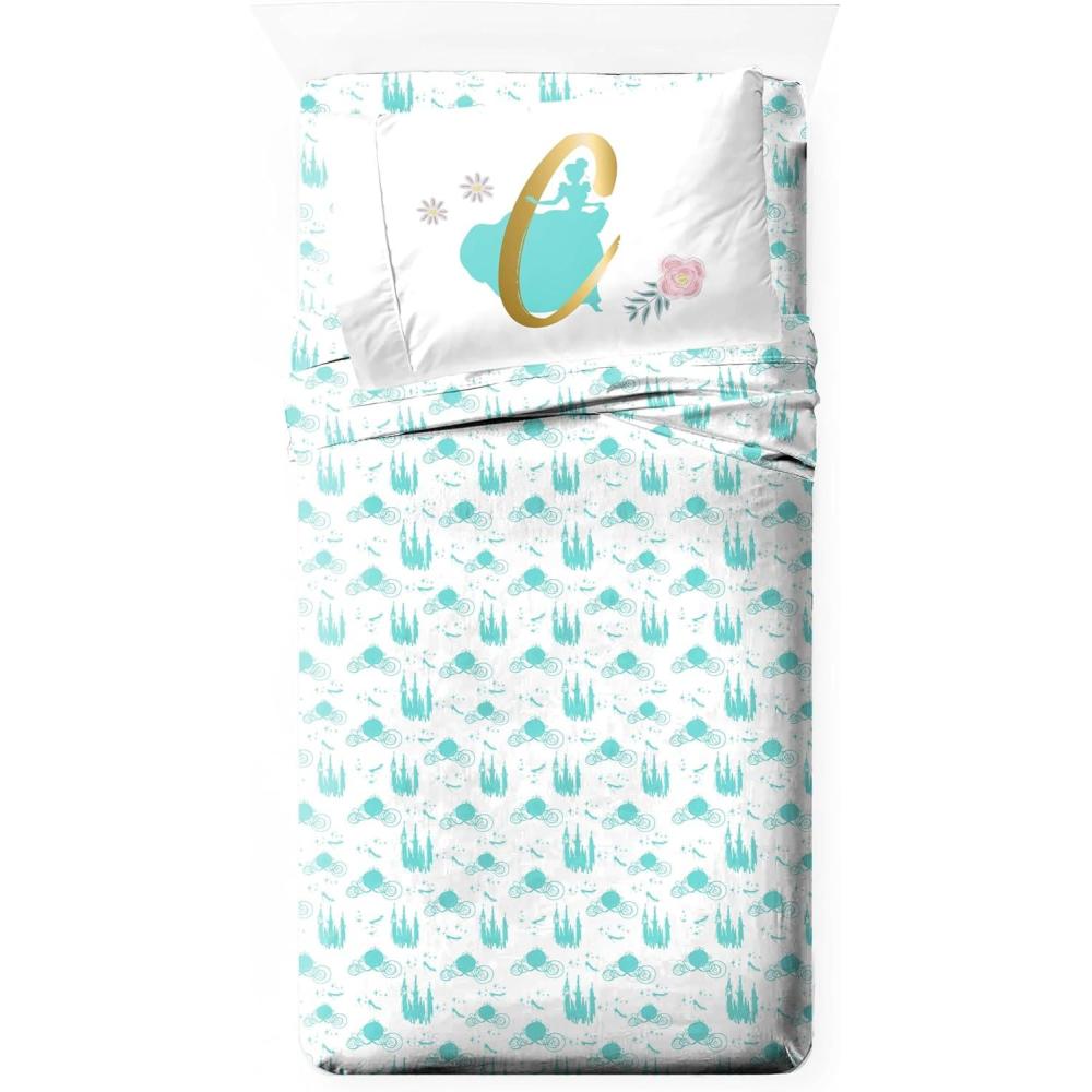 imageJay Franco Kids Sheet Set with Fitted Flat Sheets amp Pillow Cover UltraSoft Bedding with Pillowcase for Room Decor White Bluey 4 Piece FullBlue Princess Cinderella