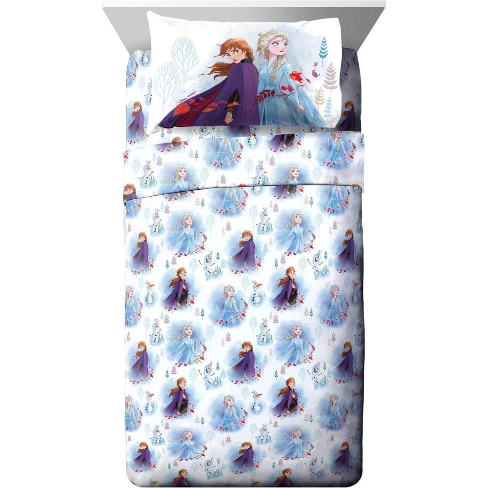 imageJay Franco Kids Sheet Set with Fitted Flat Sheets amp Pillow Cover UltraSoft Bedding with Pillowcase for Room Decor White Bluey 4 Piece FullFrozen 2 Spirit
