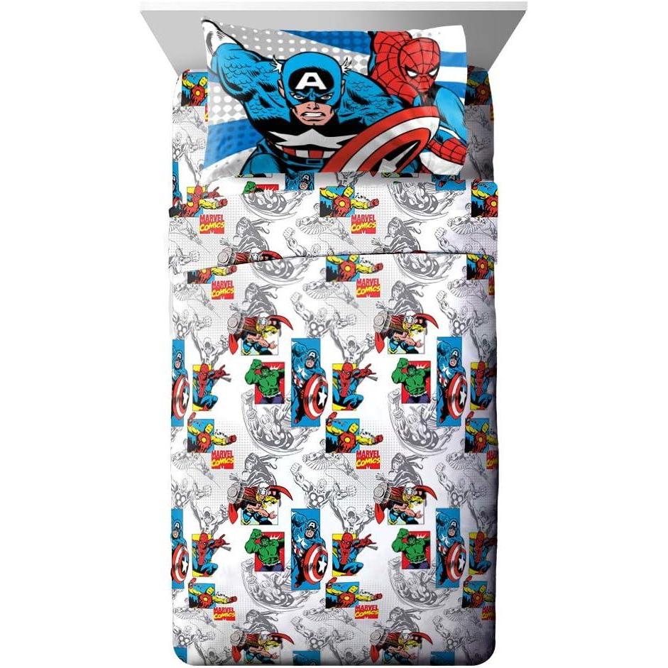 imageJay Franco Kids Sheet Set with Fitted Flat Sheets amp Pillow Cover UltraSoft Bedding with Pillowcase for Room Decor White Bluey 4 Piece FullGood Guys Blue