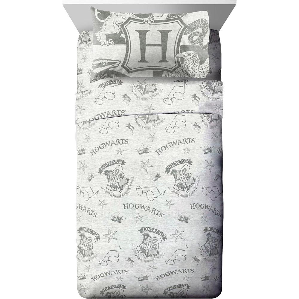 imageJay Franco Kids Sheet Set with Fitted Flat Sheets amp Pillow Cover UltraSoft Bedding with Pillowcase for Room Decor White Bluey 4 Piece FullHarry Potter