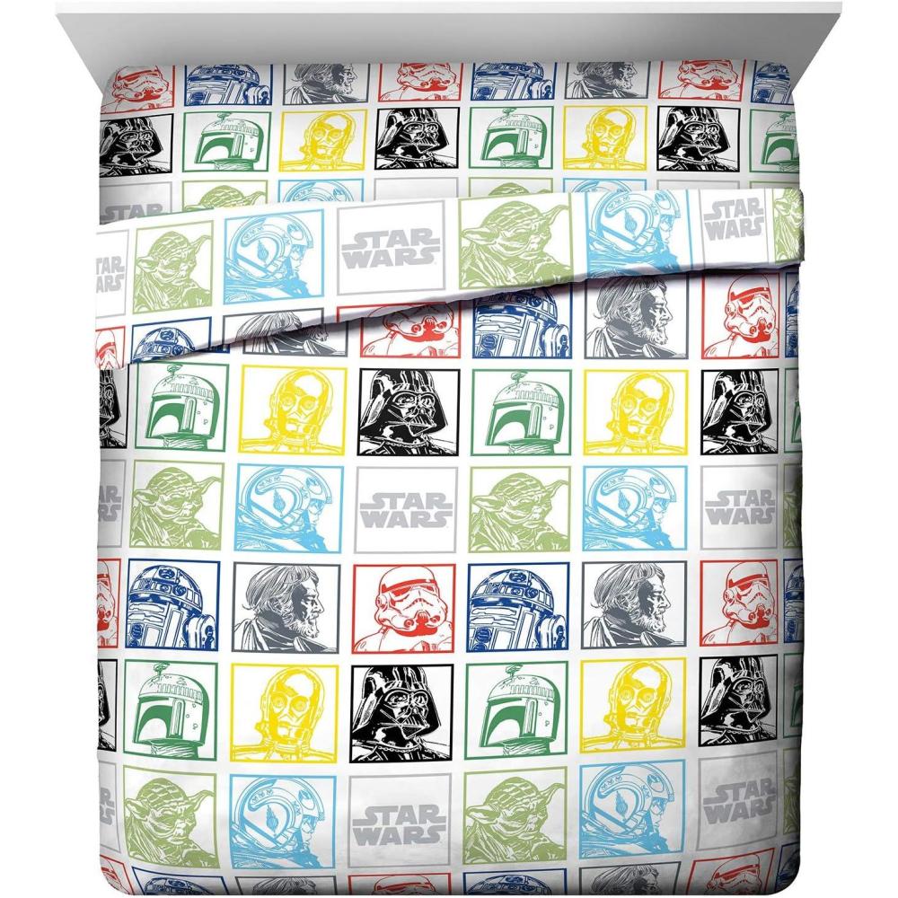 imageJay Franco Kids Sheet Set with Fitted Flat Sheets amp Pillow Cover UltraSoft Bedding with Pillowcase for Room Decor White Bluey 4 Piece FullMulti Star Wars