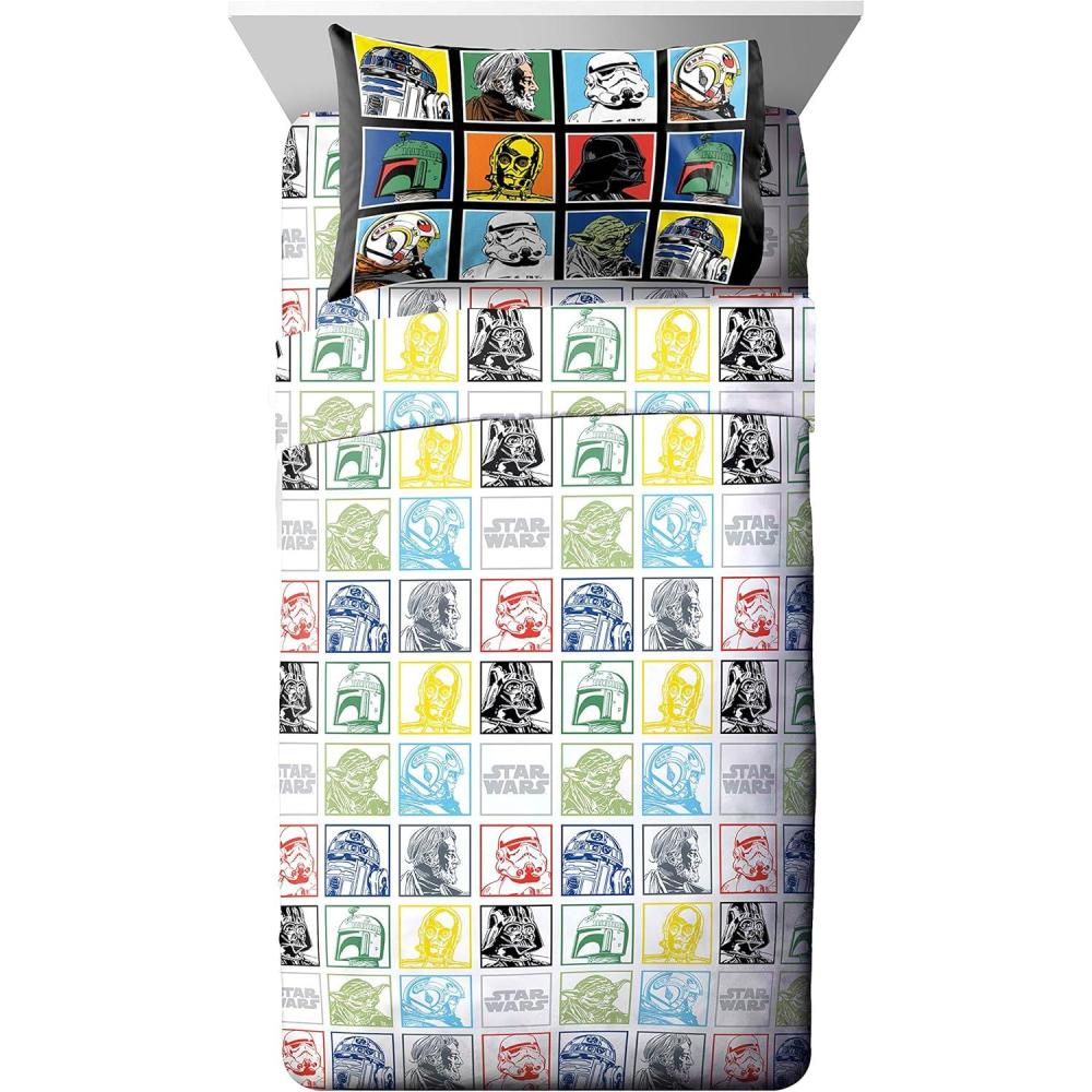 imageJay Franco Kids Sheet Set with Fitted Flat Sheets amp Pillow Cover UltraSoft Bedding with Pillowcase for Room Decor White Bluey 4 Piece FullStar Wars Classic