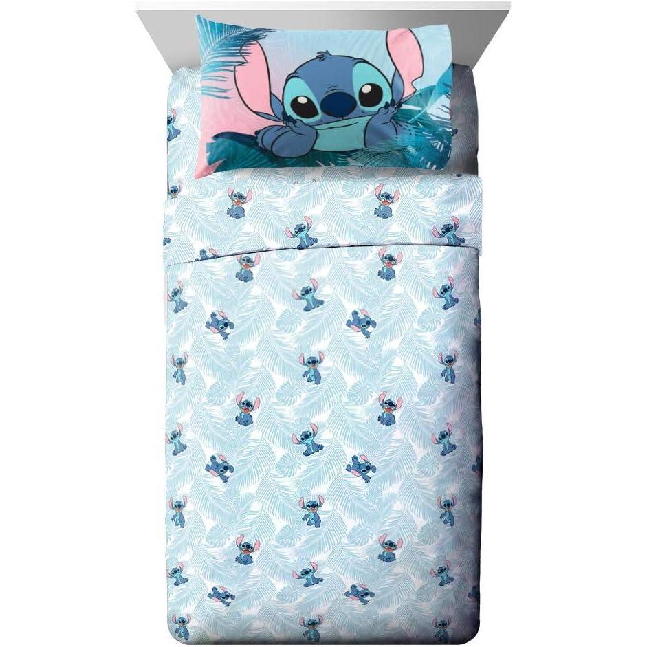 imageJay Franco Kids Sheet Set with Fitted Flat Sheets amp Pillow Cover UltraSoft Bedding with Pillowcase for Room Decor White Bluey 4 Piece FullTeal Lilo Stitch