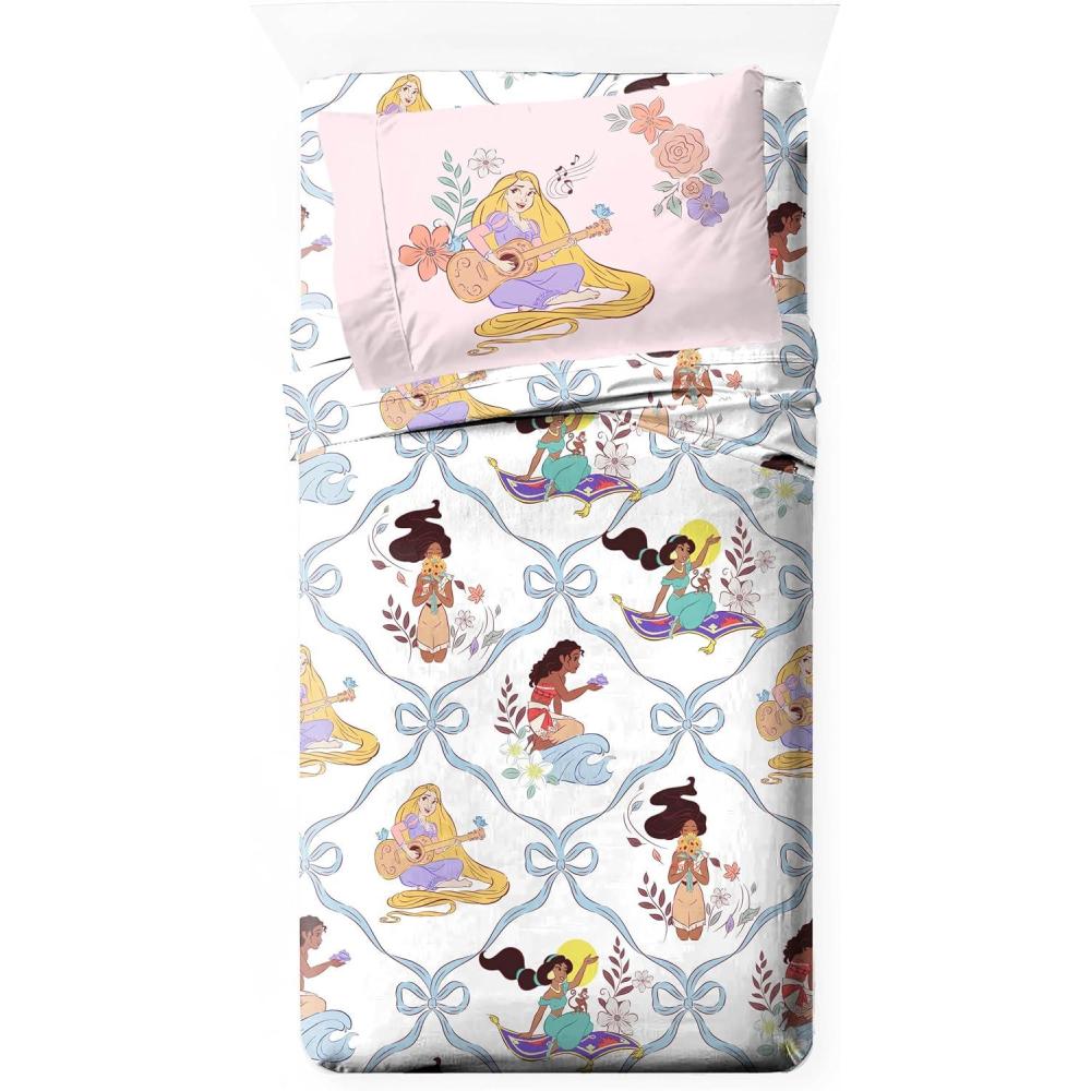 imageJay Franco Kids Sheet Set with Fitted Flat Sheets amp Pillow Cover UltraSoft Bedding with Pillowcase for Room Decor White Bluey 4 Piece FullWhite Disney Princess