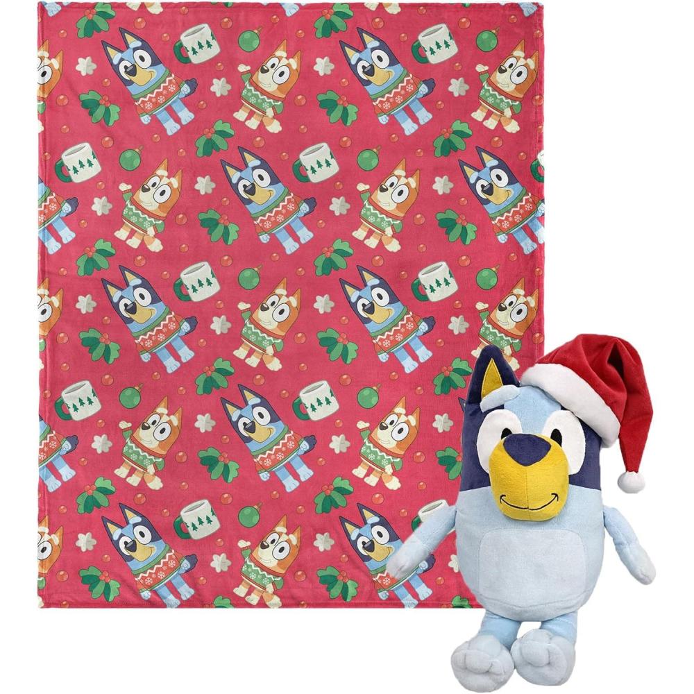 imageNorthwest Bluey Character Hugger Pillow amp Silk Touch Throw Blanket Set 40 x 50 HoorayBluey Festive Sweaters