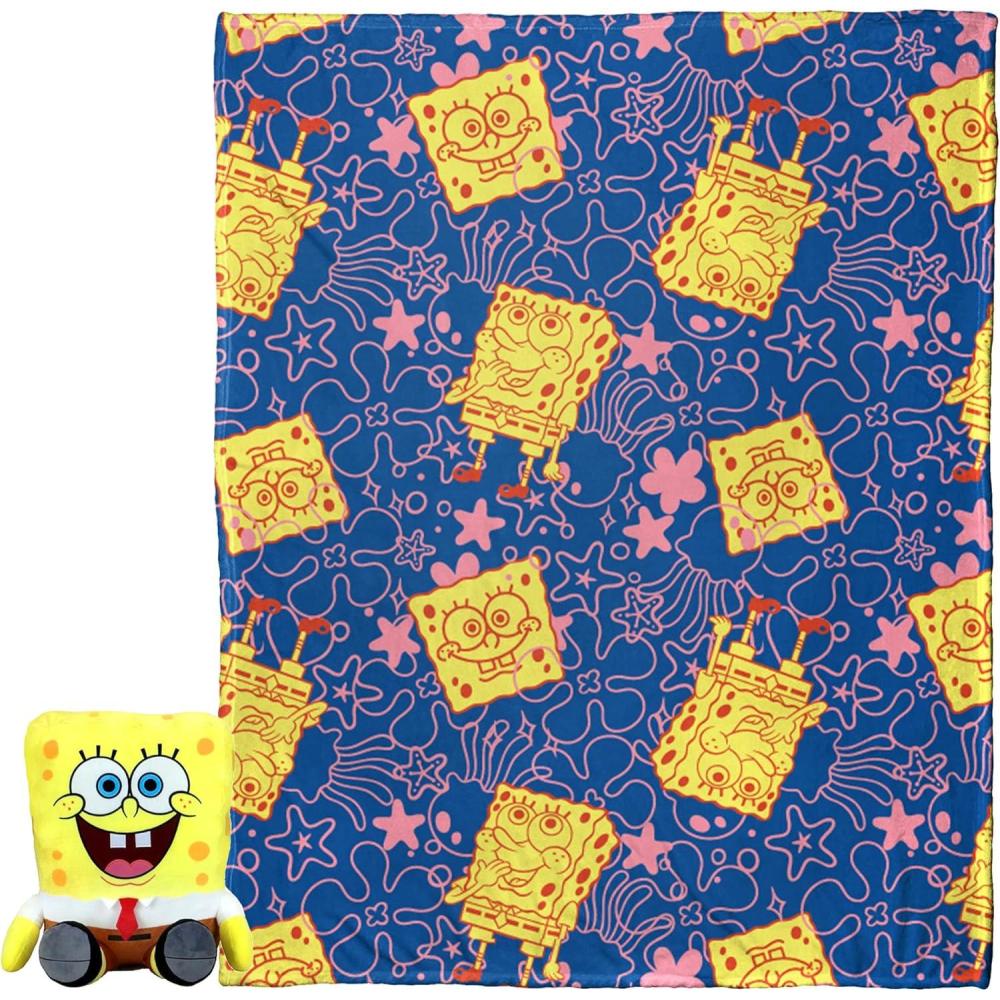 imageNorthwest Bluey Character Hugger Pillow amp Silk Touch Throw Blanket Set 40 x 50 HooraySpongebob Smiling