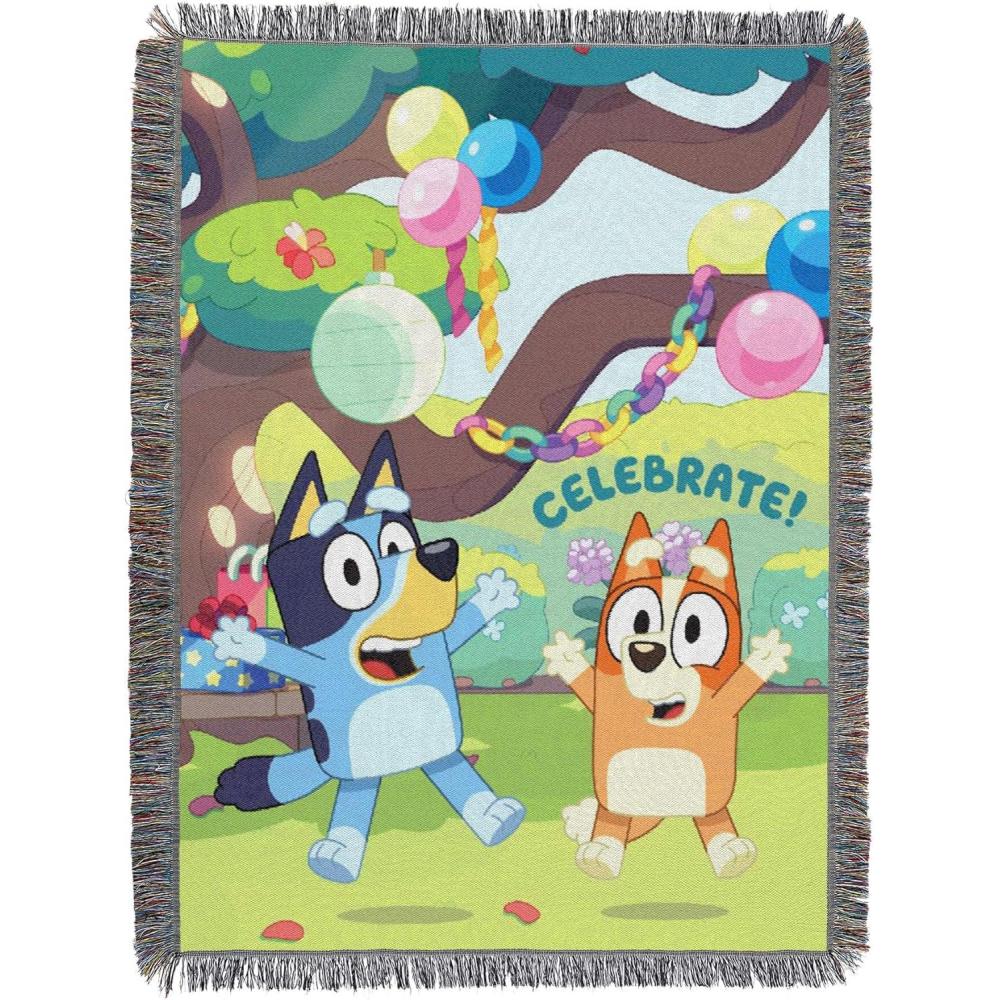 imageNorthwest Bluey Woven Tapestry Throw Blanket Celebrate Fun 48 x 60 inches