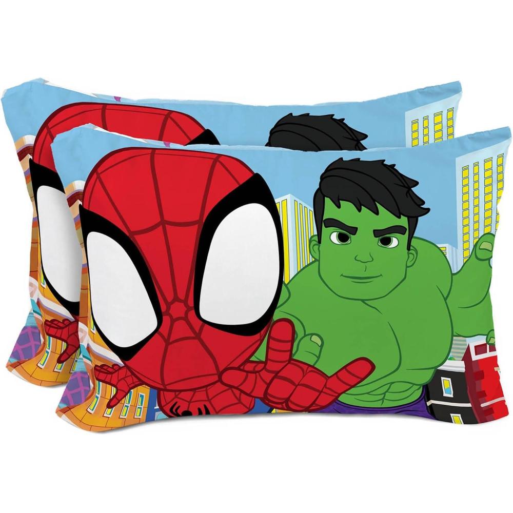 imageSunny Side Up Bluey amp Bingo Pack of 2 Reversible Pillowcases Double Sided Pillow Covers Kids Super Soft BeddingMulti Spidey Friends