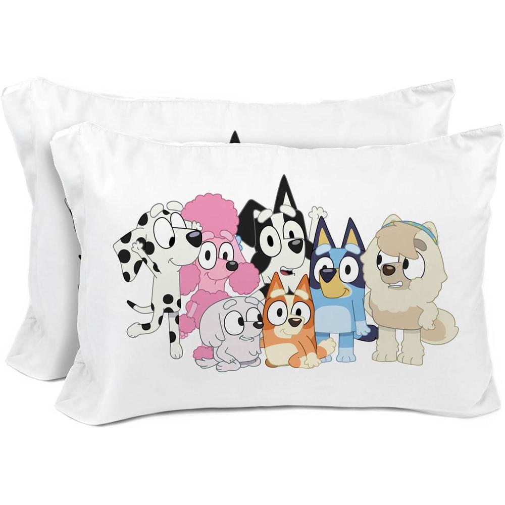 imageSunny Side Up Bluey amp Bingo Pack of 2 Reversible Pillowcases Double Sided Pillow Covers Kids Super Soft BeddingWhite Bluey