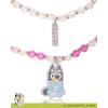 Bluey Bingo Bracelets for Girls 4-Piece Set Official License, Beaded Stretch Bracelets and Bingo Charms,(Pink and Yellow)