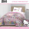 Jay Franco Bluey Twin Size Comforter Set – 4 Piece Bedding Includes Sheet Set, Pillow Covers & Bonus Duffle Bag – Super Soft Kids Bedding with Bingo, Muffin, Coco & Snickers(Pink – Hello Kitty)