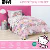 Jay Franco Bluey Twin Size Comforter Set – 4 Piece Bedding Includes Sheet Set, Pillow Covers & Bonus Duffle Bag – Super Soft Kids Bedding with Bingo, Muffin, Coco & Snickers(Pink – Hello Kitty)