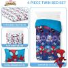Jay Franco Bluey Twin Size Comforter Set – 4 Piece Bedding Includes Sheet Set, Pillow Covers & Bonus Duffle Bag – Super Soft Kids Bedding with Bingo, Muffin, Coco & Snickers(Blue – Spidey & Friends)